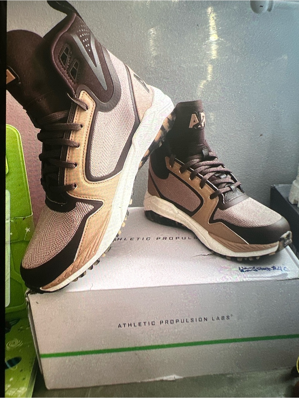 Women’s Athletic High-Top Sneakers in Brown and Tan